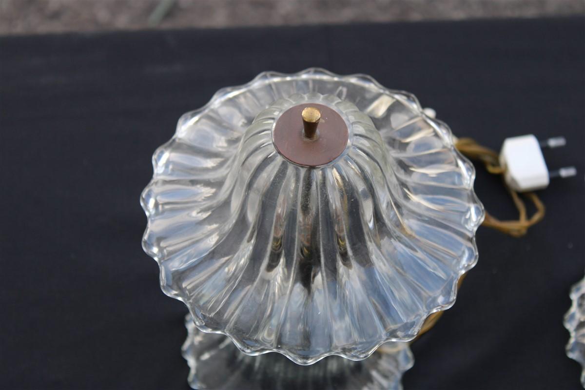 Mid-Century Modern Coppia di Piccole Lampade da comodino Barovier 1940 Murano Art Glass a Fungo
