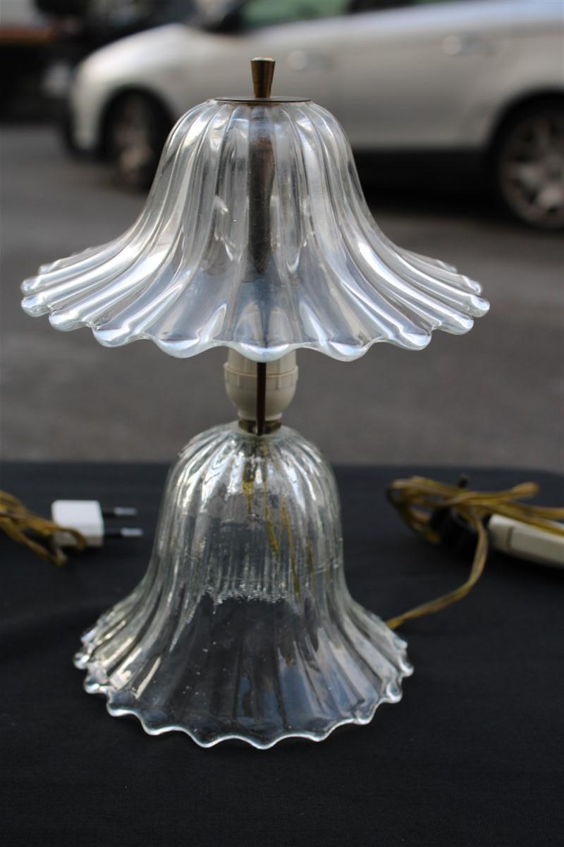 Coppia di Piccole Lampade da comodino Barovier 1940 Murano Art Glass a Fungo In Good Condition In Palermo, Sicily