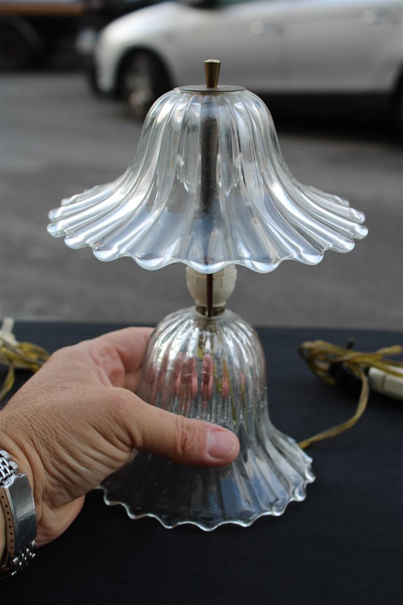 Mid-20th Century Coppia di Piccole Lampade da comodino Barovier 1940 Murano Art Glass a Fungo