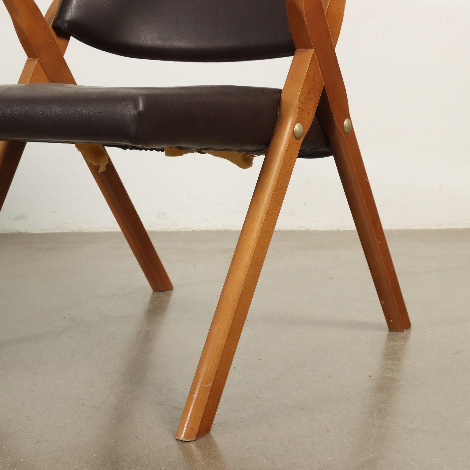 Paire de fauteuils en skaï brun des années 1950-60 Bon état - En vente à Milano, IT