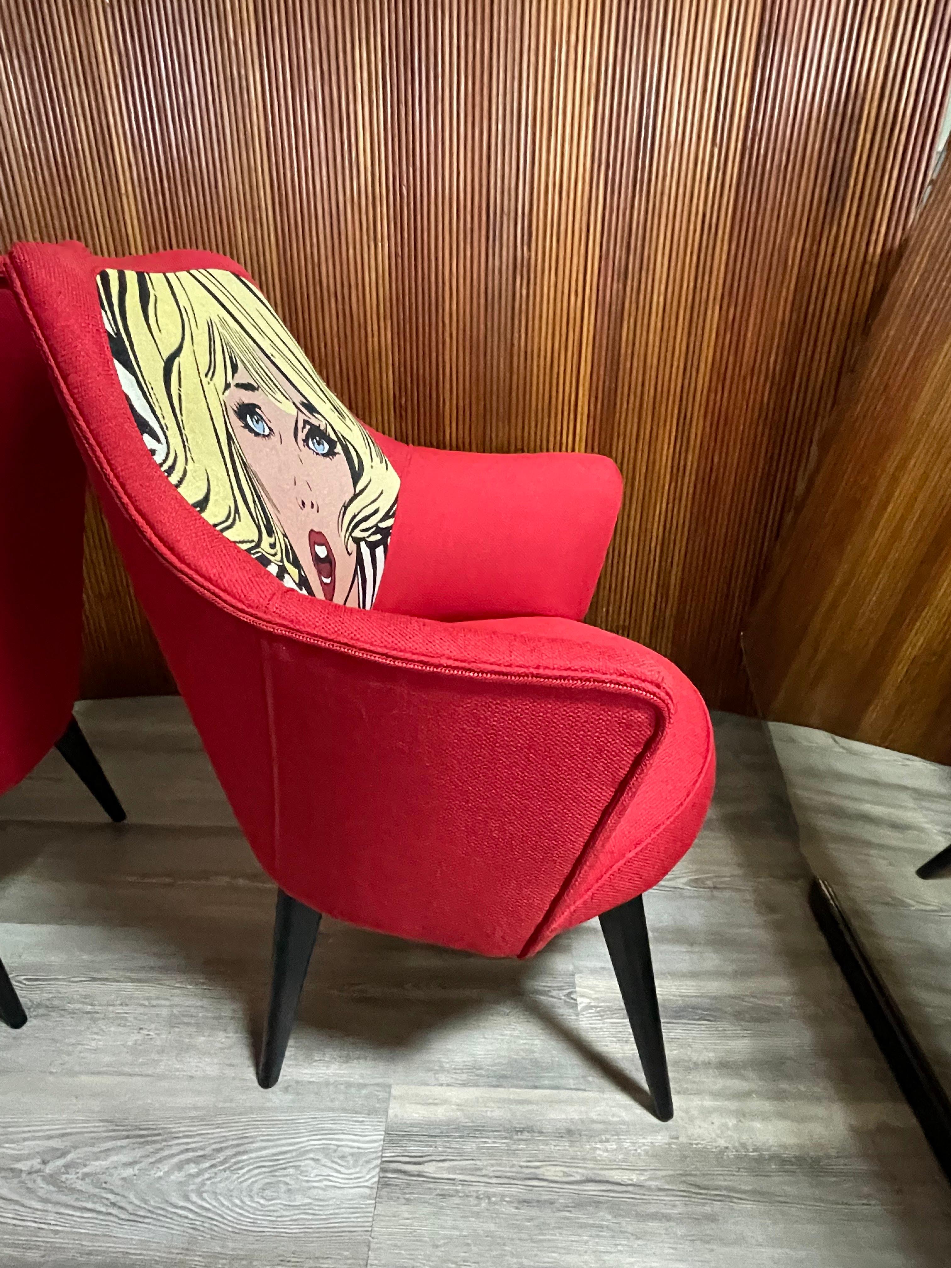 Paire de fauteuils des années 1950 entièrement restaurés en vente 6