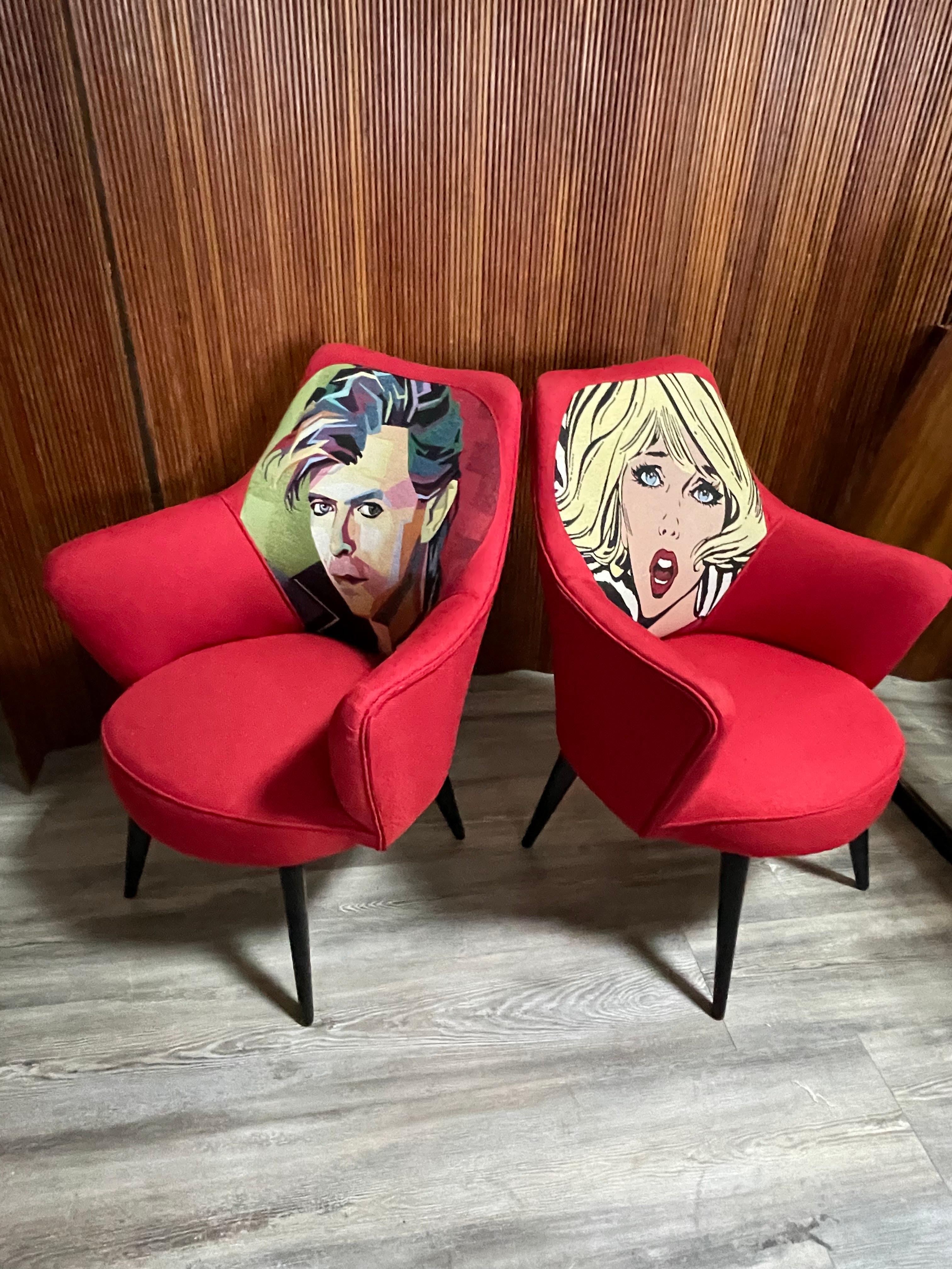 Paire de fauteuils des années 1950 entièrement restaurés en vente 11
