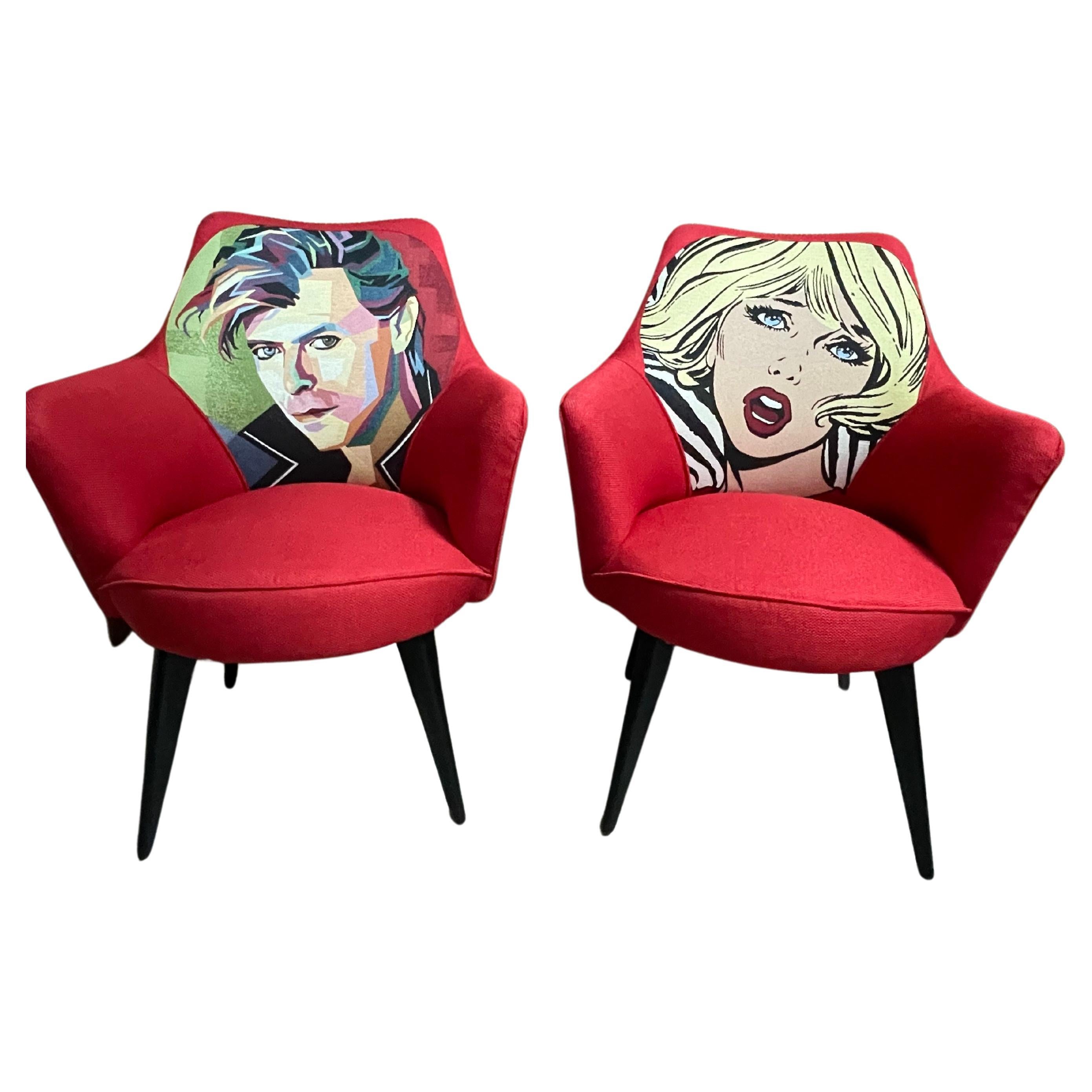 Paire de fauteuils des années 1950 entièrement restaurés