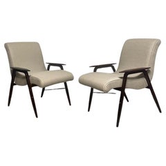 Pair of 1960s teak and fabric armchairs