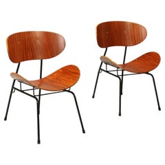 Ein Paar restaurierte Sessel „T. Silvana Comfort“ von Carlo Ratti aus den 1950er Jahren.