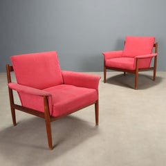 Juego de dos sillones «118» de Grete Jalk para France & Son, de los años 60, de color rojo