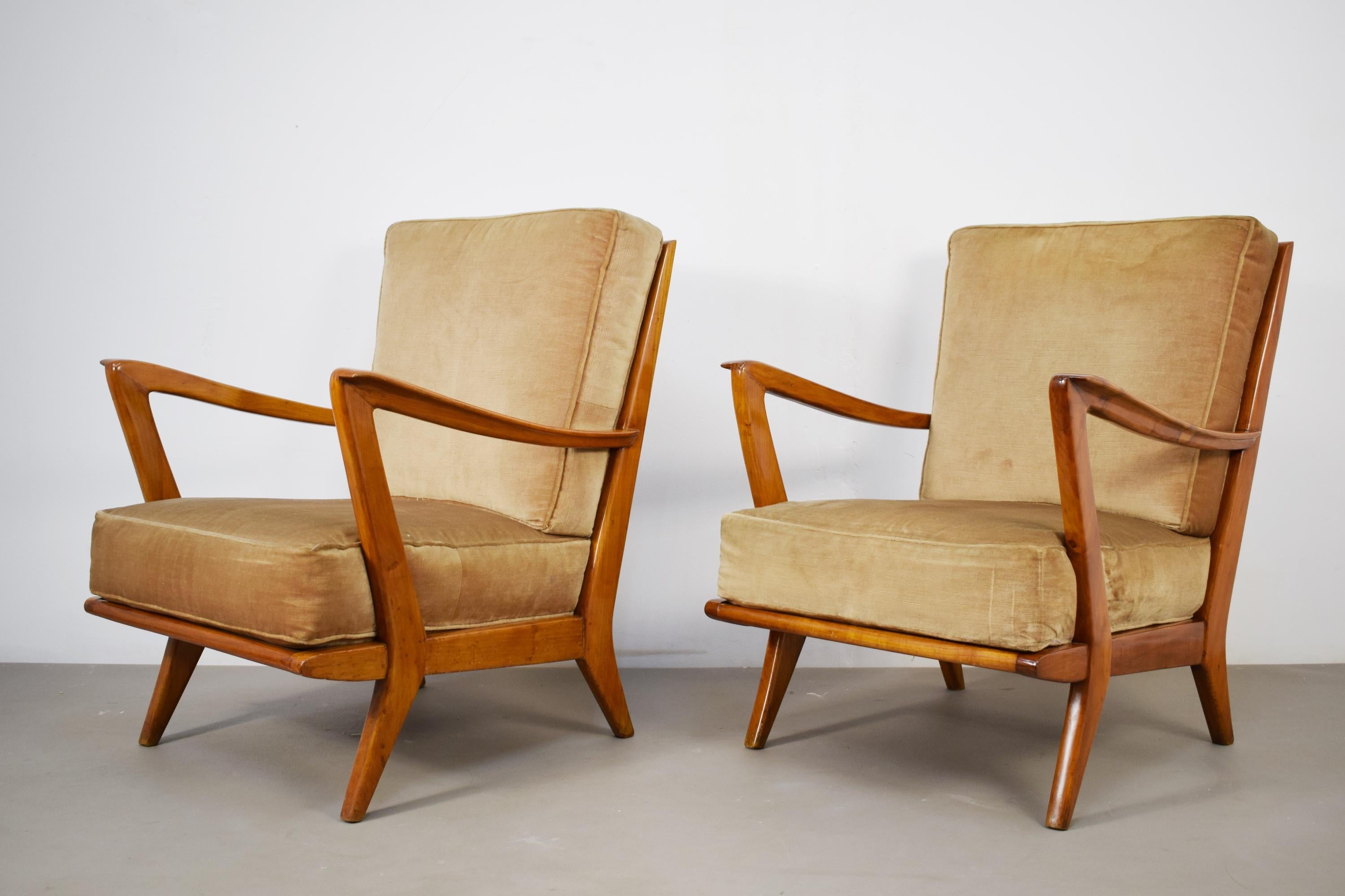 Pair of 516 armchairs by Gio Ponti for Cassina, Italy, 1950s. 3