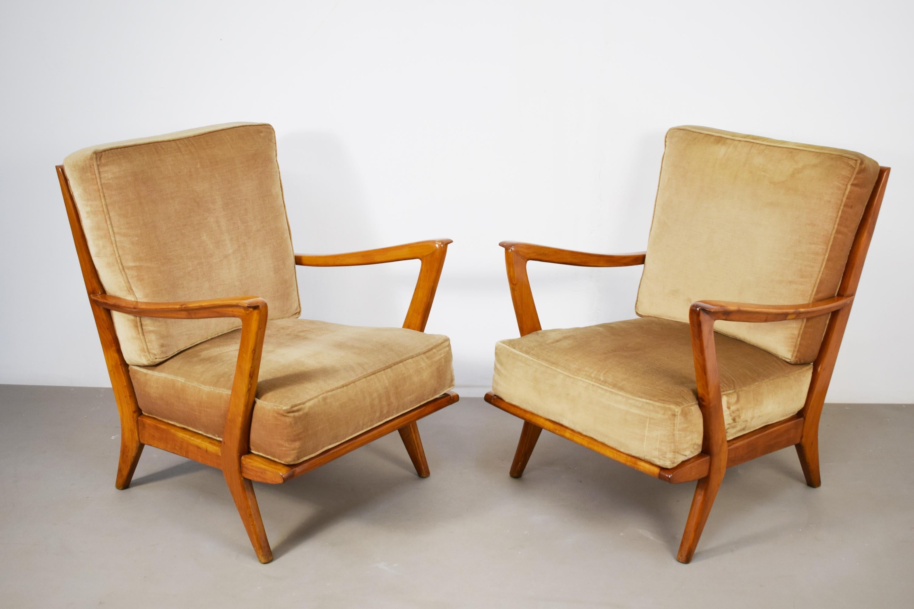 Pair of 516 armchairs by Gio Ponti for Cassina, Italy, 1950s. 4