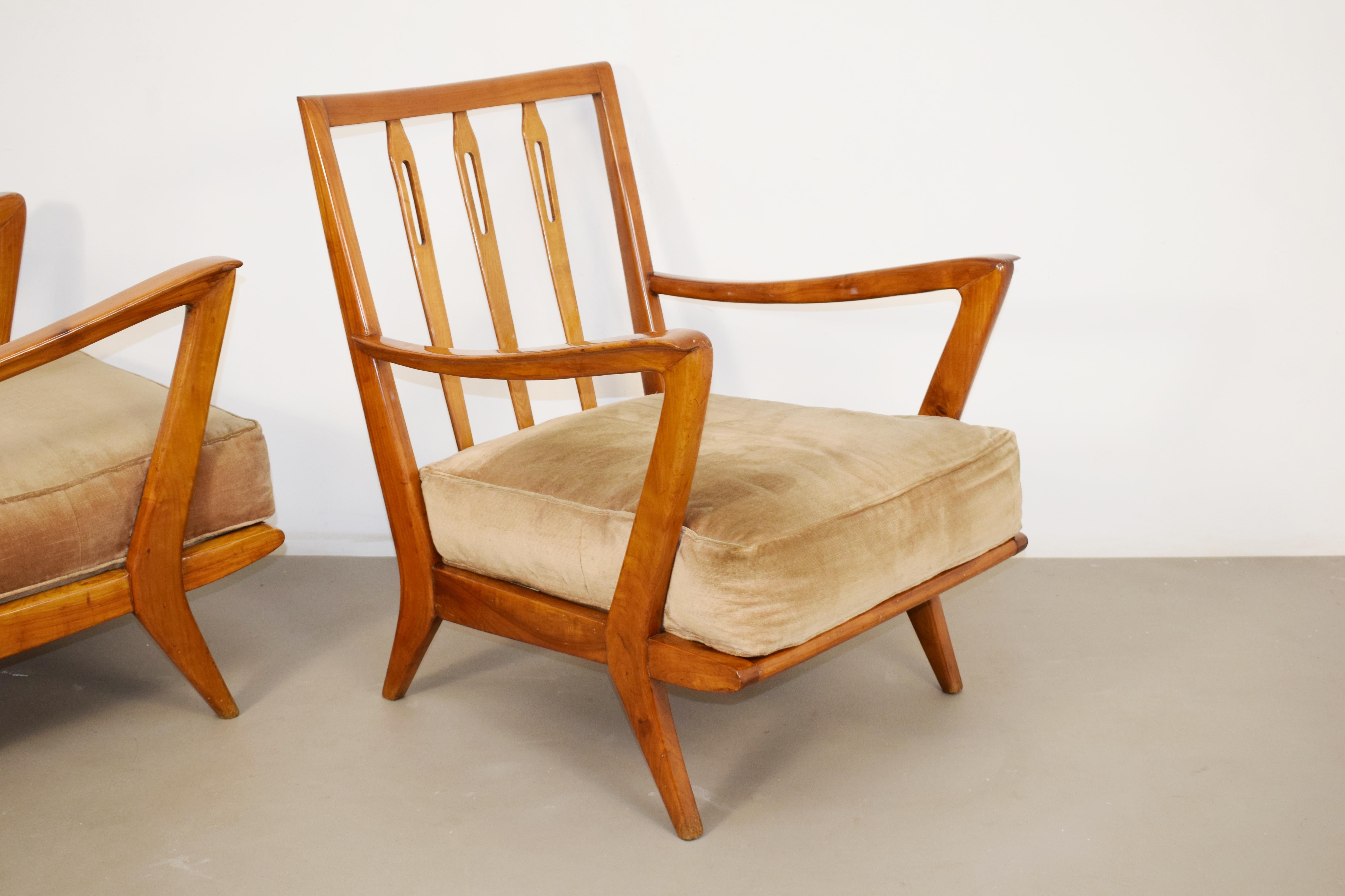 Pair of 516 armchairs by Gio Ponti for Cassina, Italy, 1950s. 10