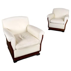 Paar weiße Ledersessel aus den 1930/40er Jahren