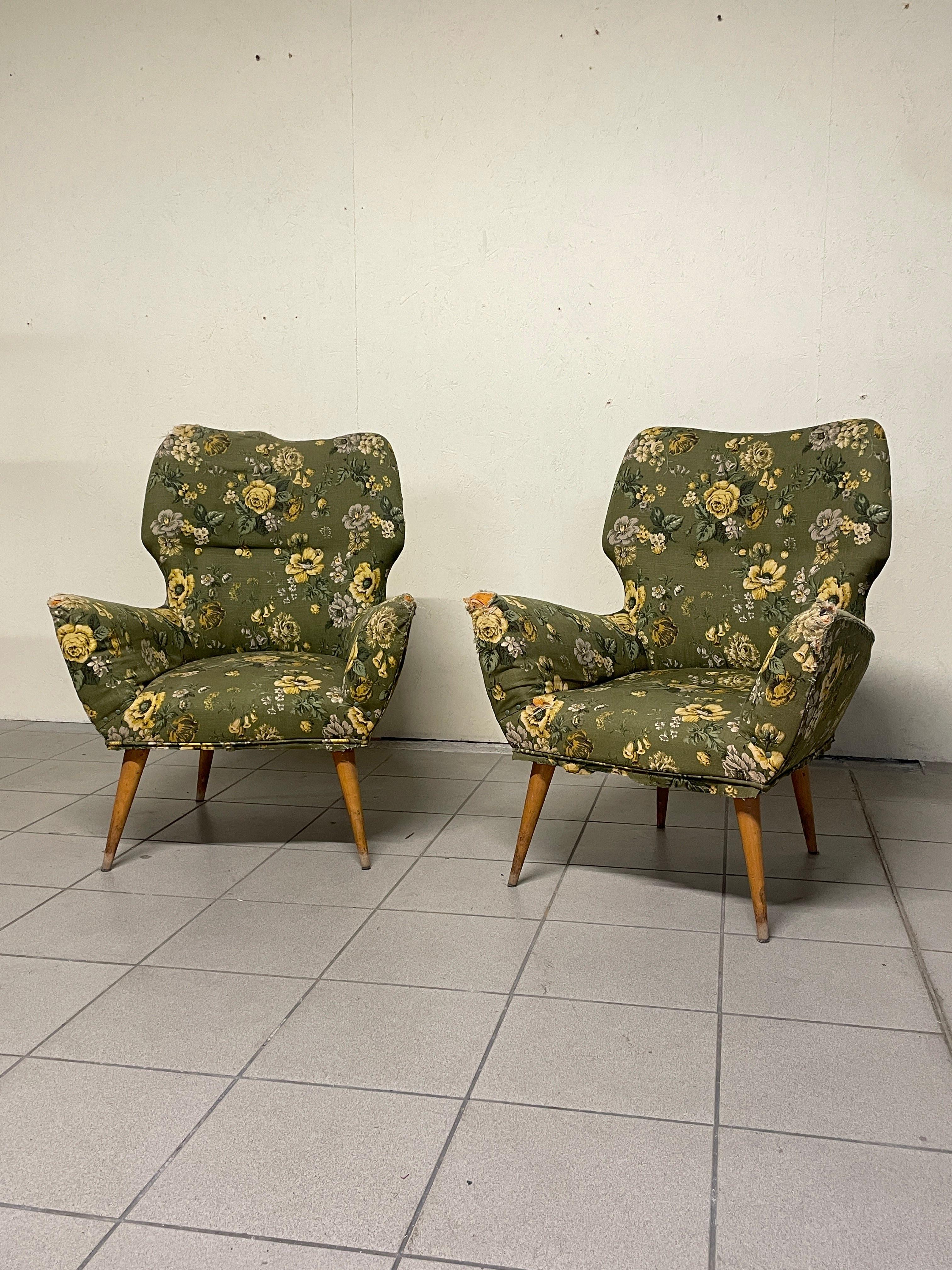 Mid-Century moderno Coppia di poltrone anni '40 - '50 di manifattura italiana in vendita