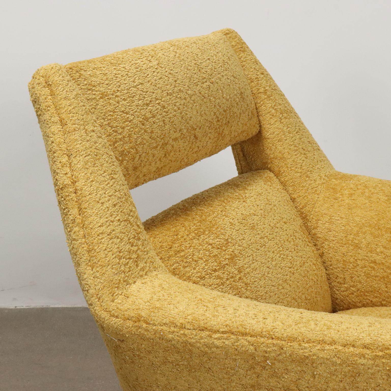 Mid-Century Modern Paire de fauteuils en tissu crème des années 50-60 en vente