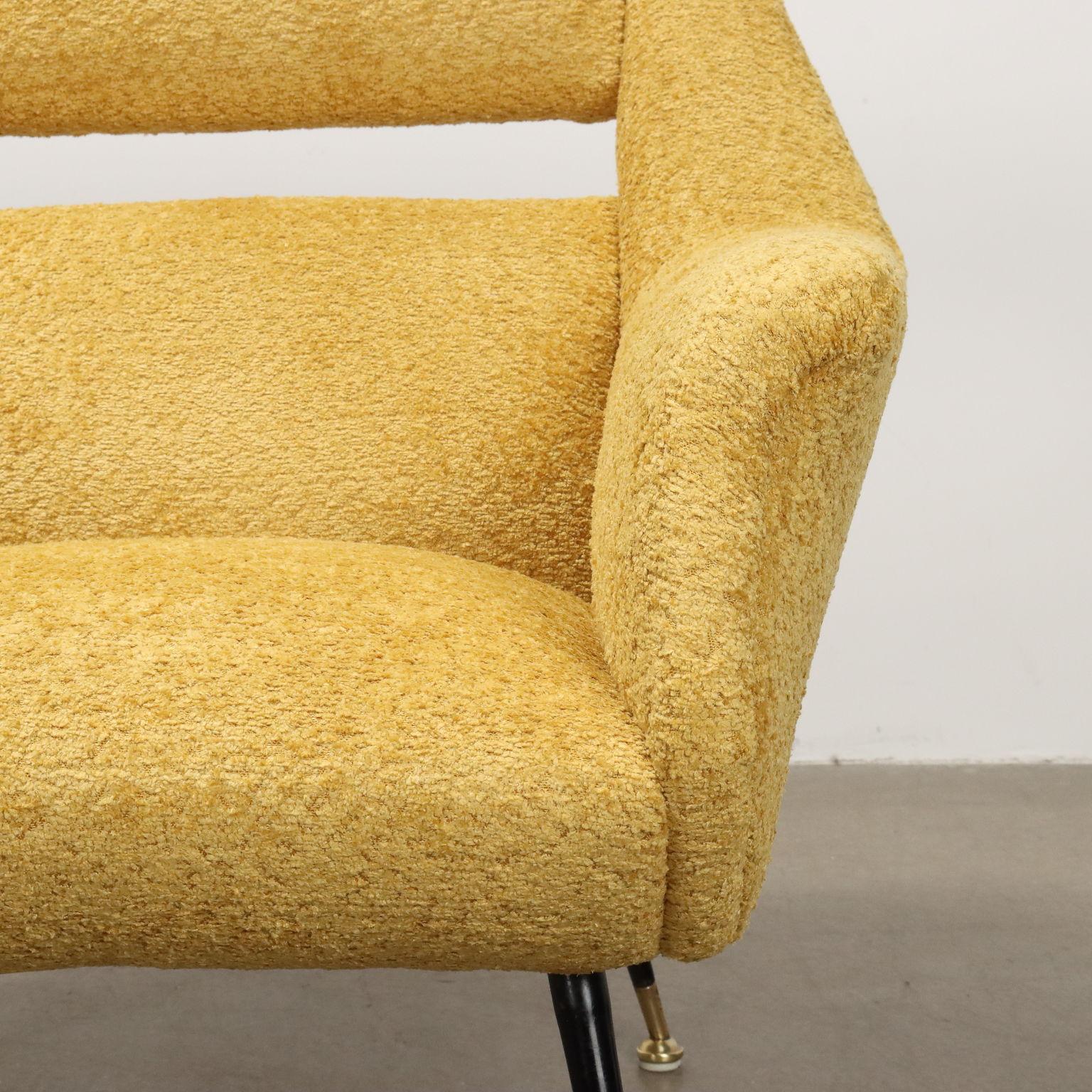 Paire de fauteuils en tissu crème des années 50-60 Excellent état - En vente à Milano, IT