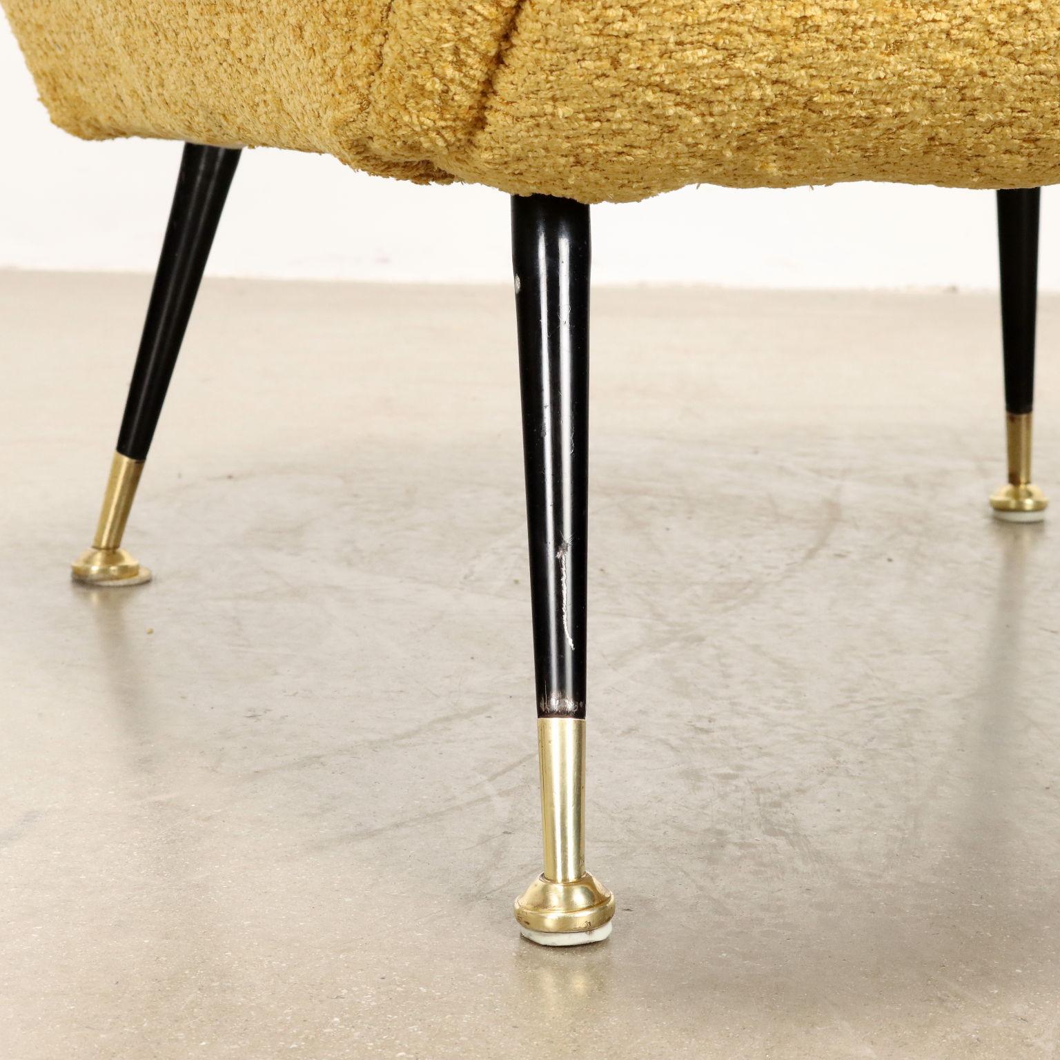 Métal Paire de fauteuils en tissu crème des années 50-60 en vente