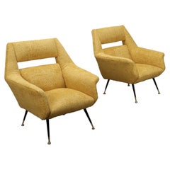 Coppia di Poltrone Anni 50-60 color crema in tessuto