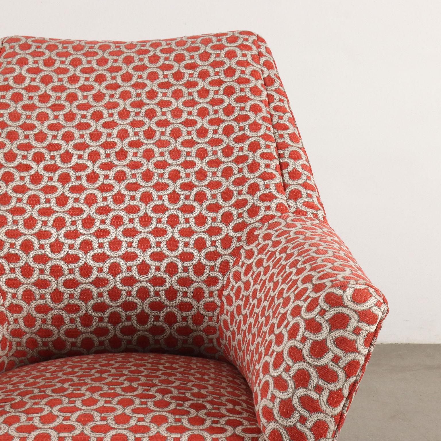italien Paire de fauteuils rouges et blancs des années 50-60