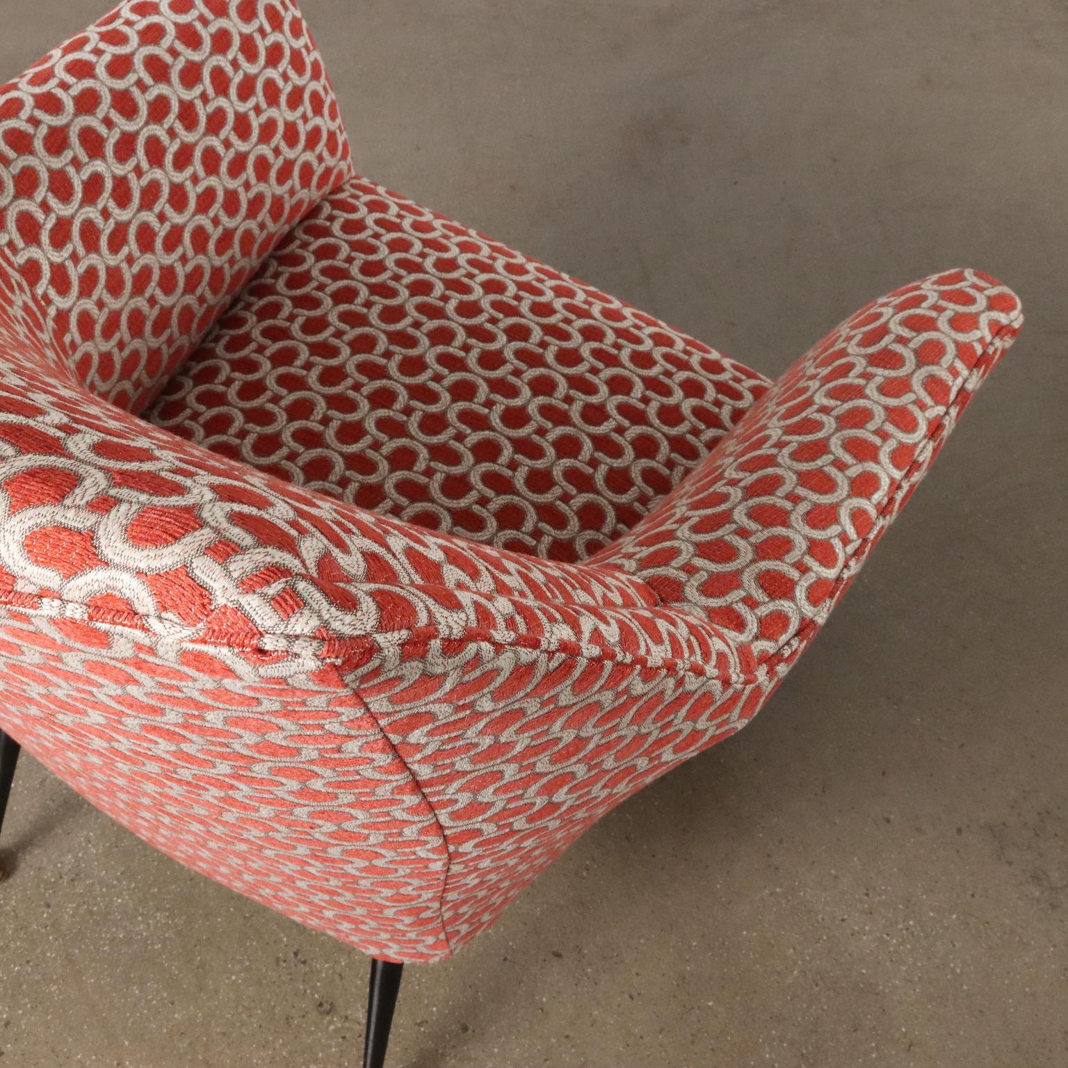 Pair of 50s-60s Red and White Armchairs In Excellent Condition For Sale In Milano, IT