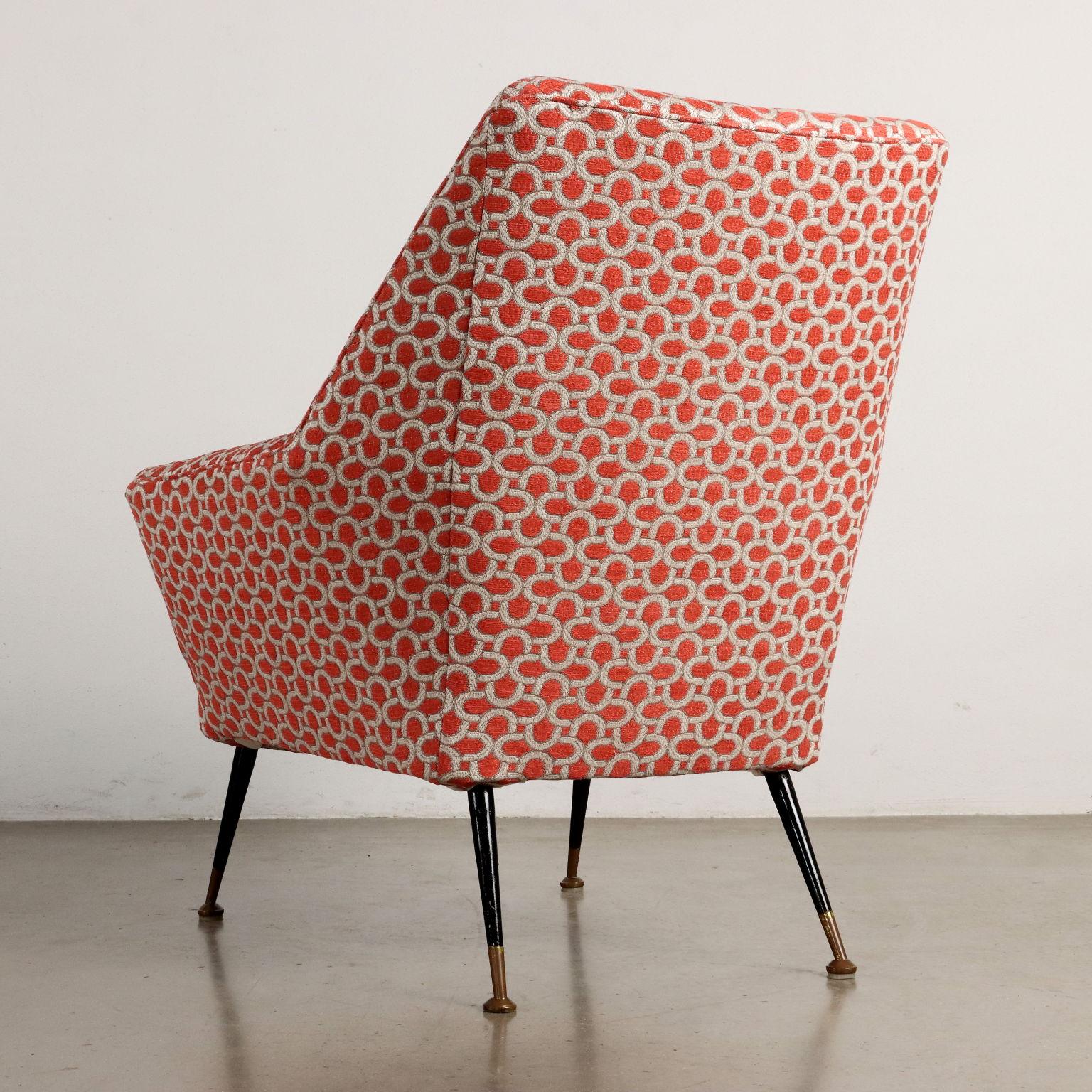 Pair of 50s-60s Red and White Armchairs For Sale 1