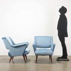 Pair of 1950s Blue Armchairs