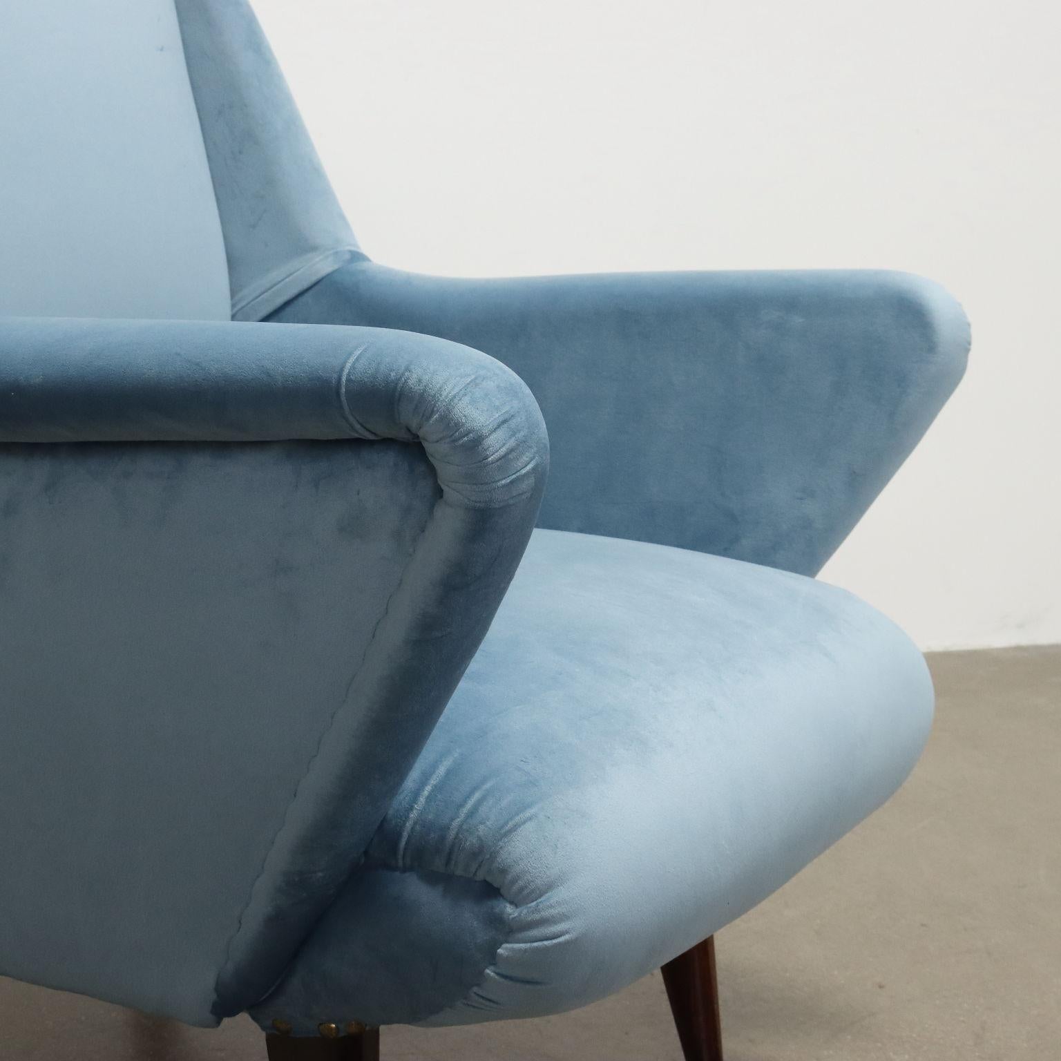 Pair of 1950s Blue Armchairs In Excellent Condition For Sale In Milano, IT