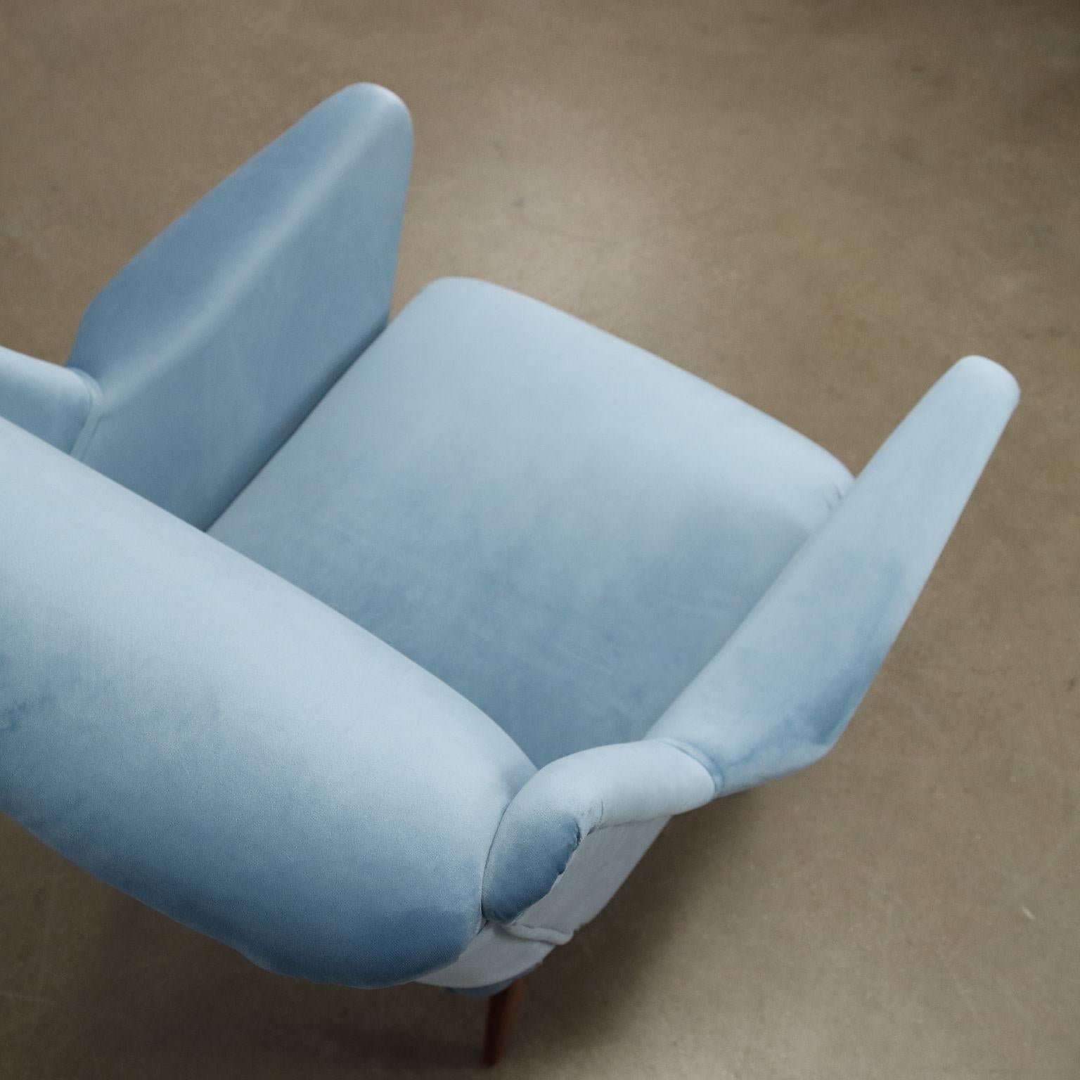 Pair of 1950s Blue Armchairs For Sale 2