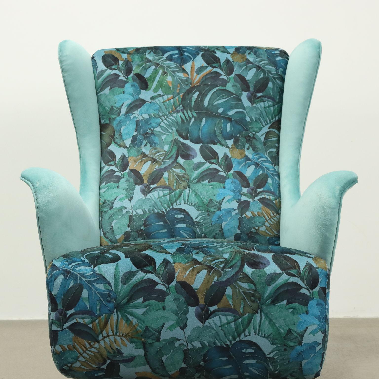 Mid-Century Modern Paire de fauteuils des années 1950 en bleu clair et multicolore en vente