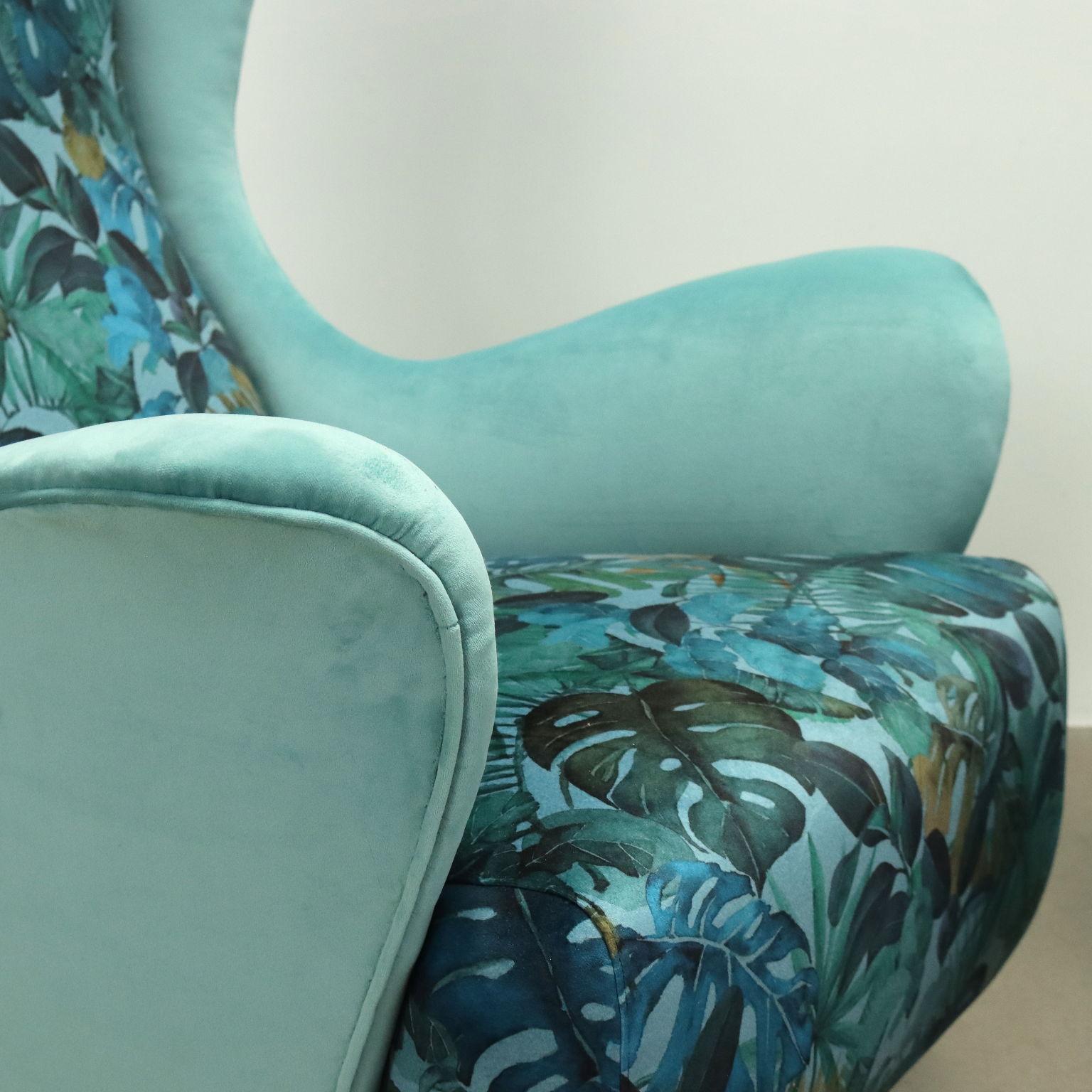 Paire de fauteuils des années 1950 en bleu clair et multicolore Excellent état - En vente à Milano, IT