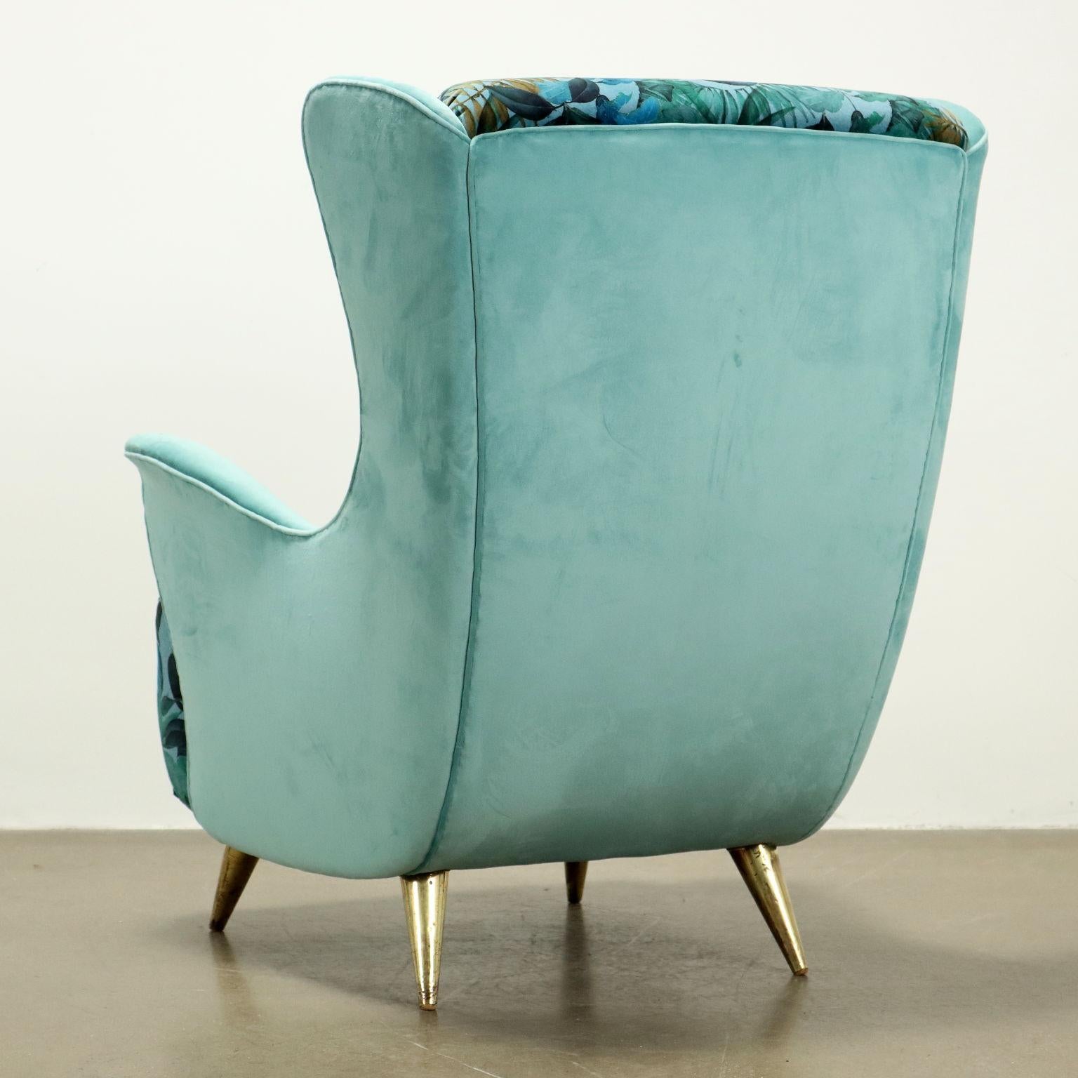 Paire de fauteuils des années 1950 en bleu clair et multicolore en vente 1