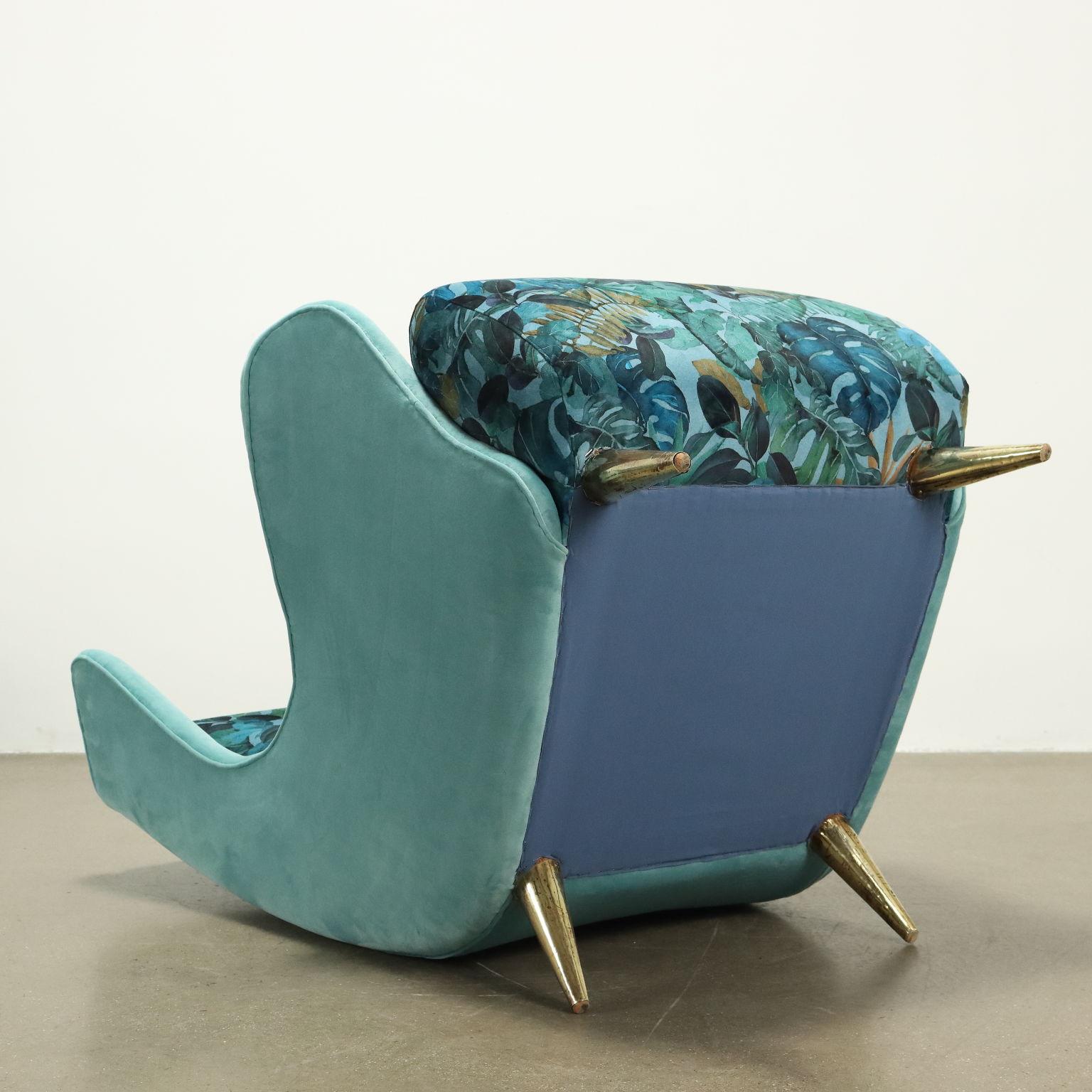 Paire de fauteuils des années 1950 en bleu clair et multicolore en vente 2