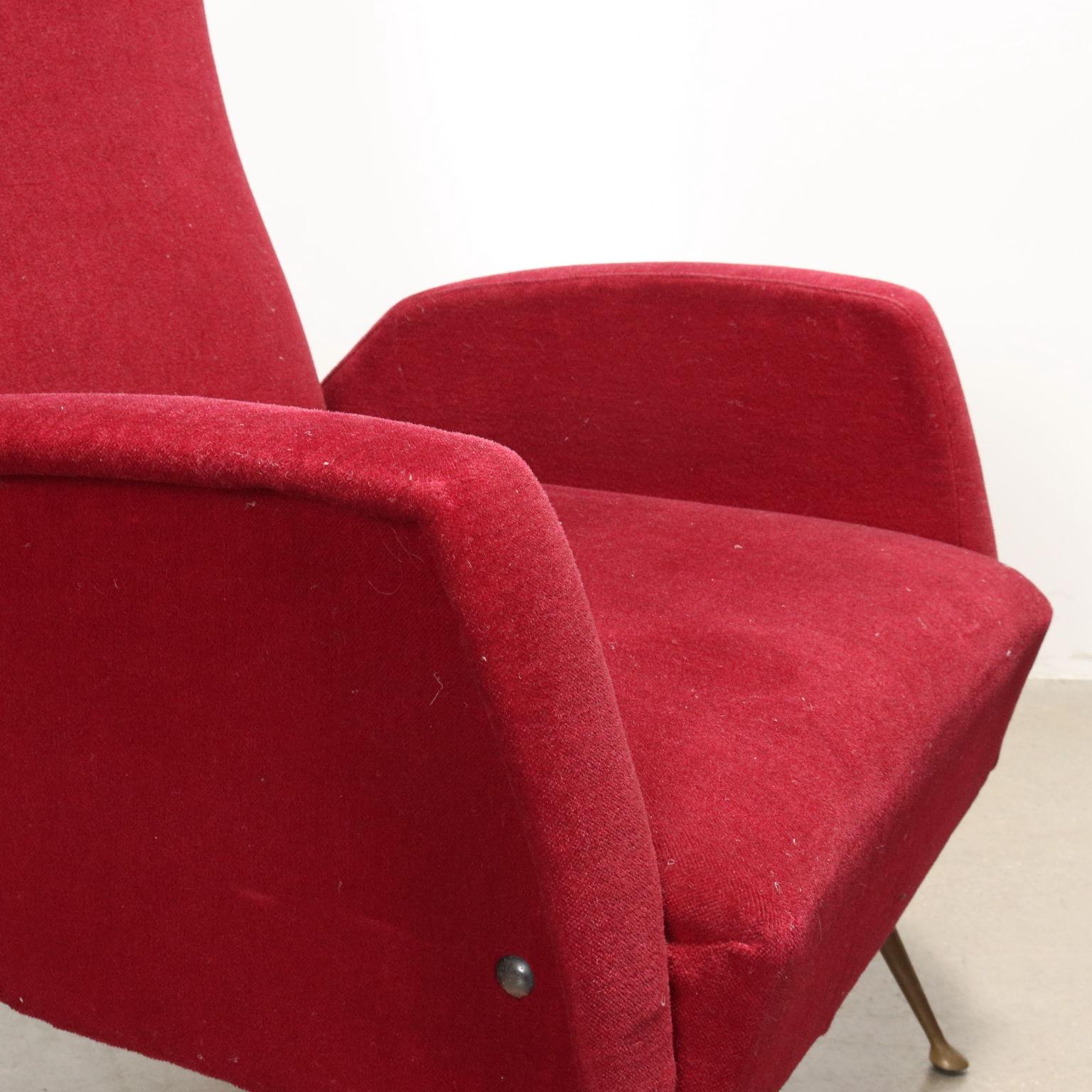 Paire de fauteuils en tissu rouge des années 1950 Bon état - En vente à Milano, IT