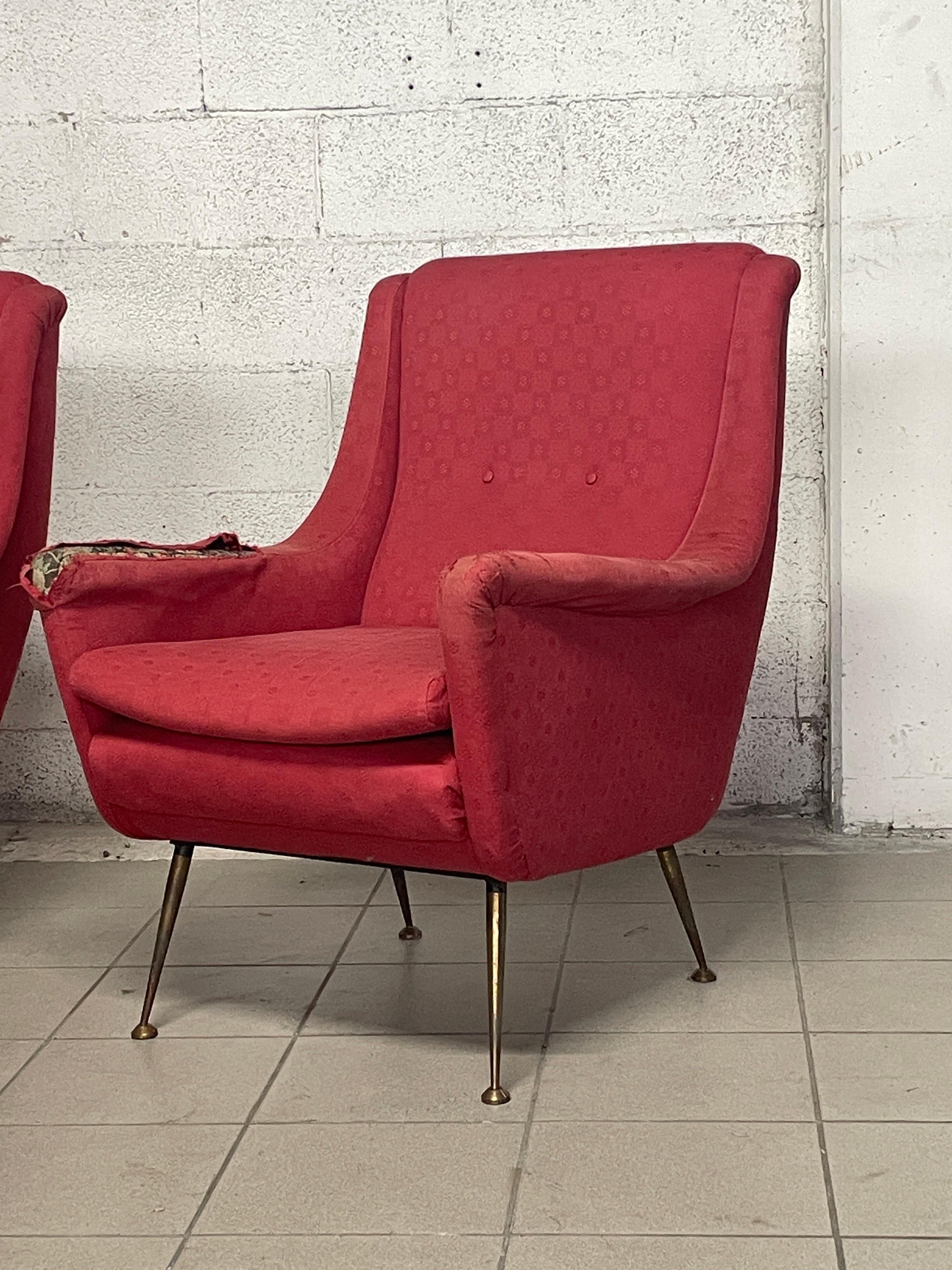 Mid-Century Modern Coppia di poltrone anni '50 manifattura italiana For Sale