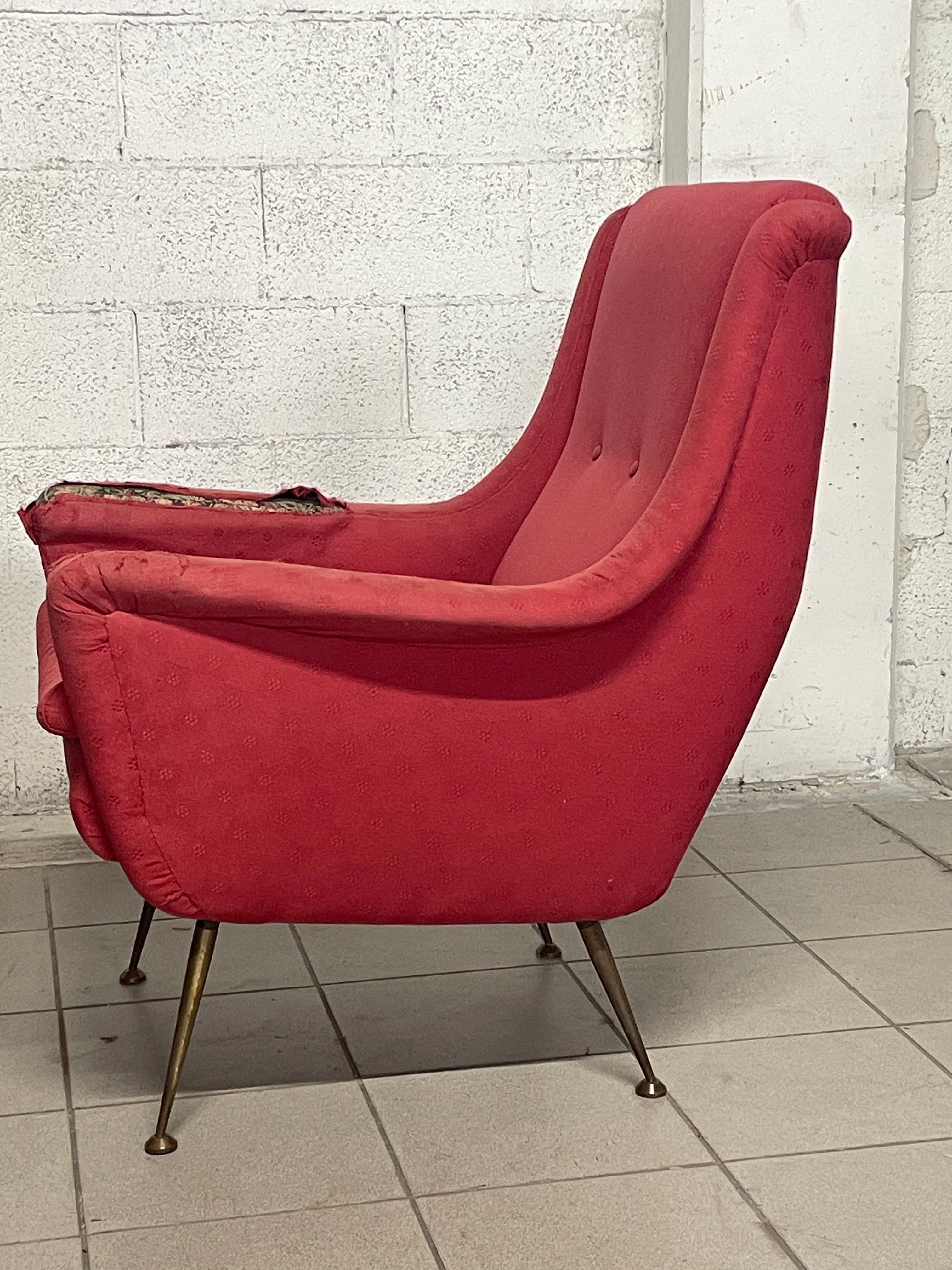 Coppia di poltrone anni '50 manifattura italiana In Fair Condition For Sale In SAN PIETRO MOSEZZO, NO