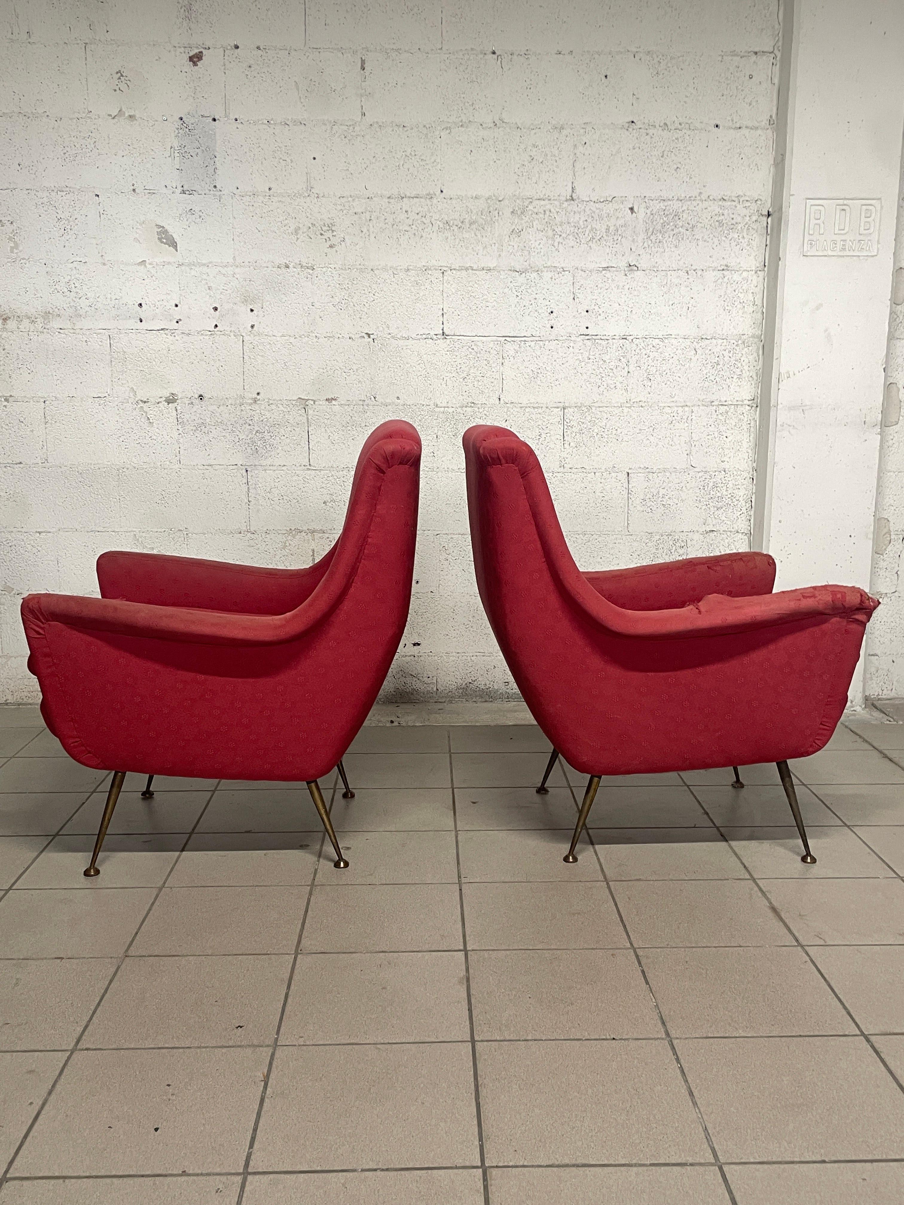 Coppia di poltrone anni '50 manifattura italiana For Sale 1
