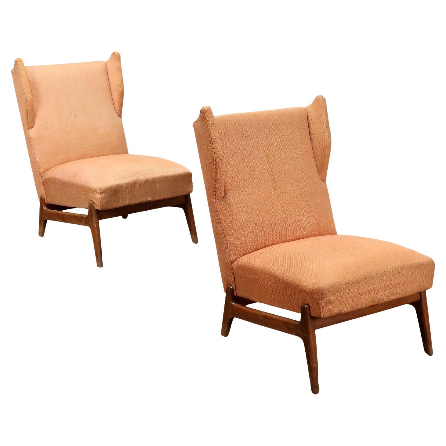 Pair of Antique Pink 50s Armchairs For Sale