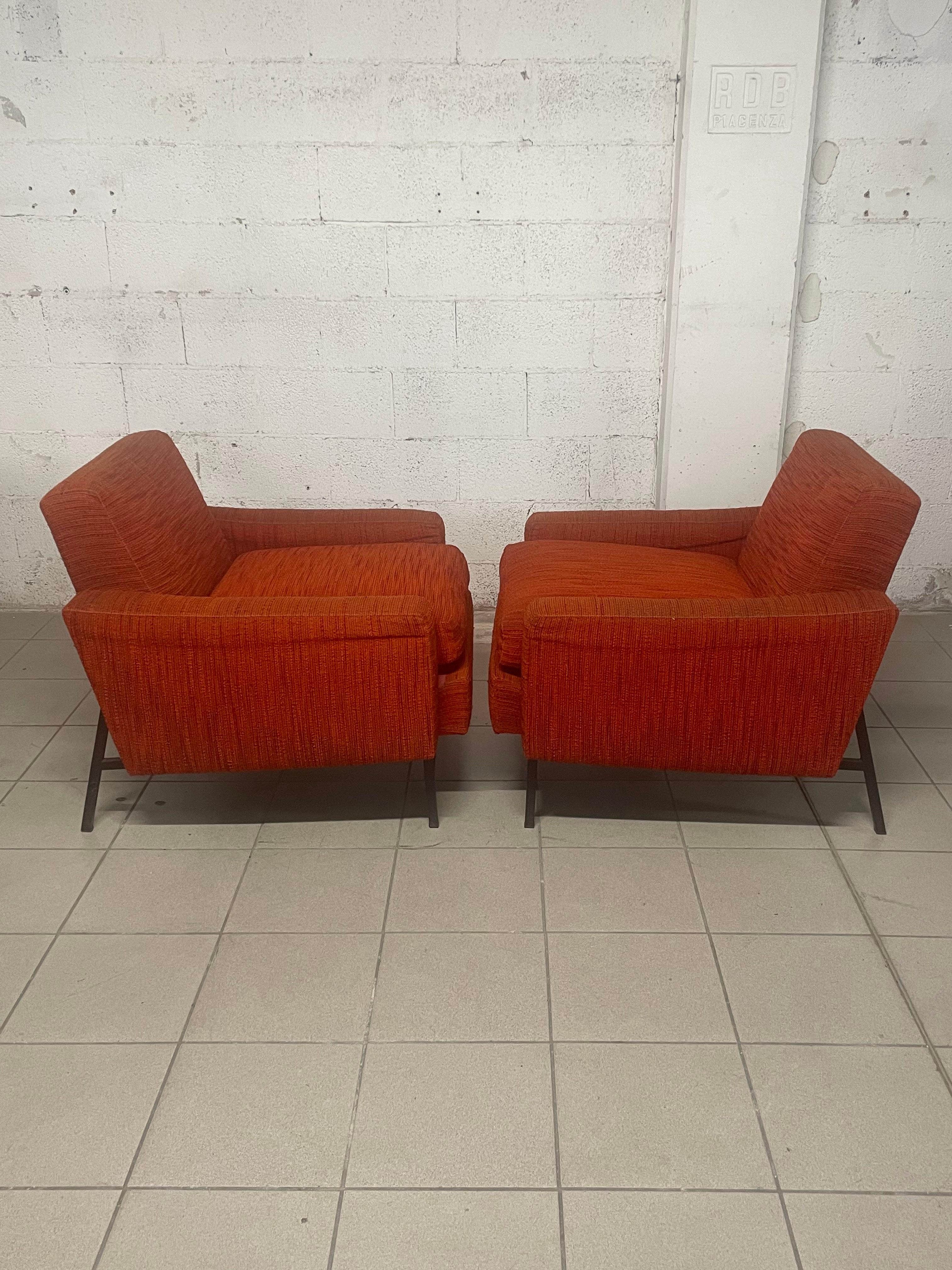 Mid-20th Century Paire de fauteuils en fer et tissu des années 1960 en vente