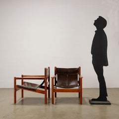 Pair of 1960s Brown Leather Armchairs