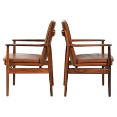 Pair of "Ark" leather armchairs by Arne Vodder