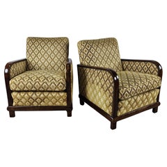 Pair of 1930s Art Deco armchairs upholstered in floral fabric