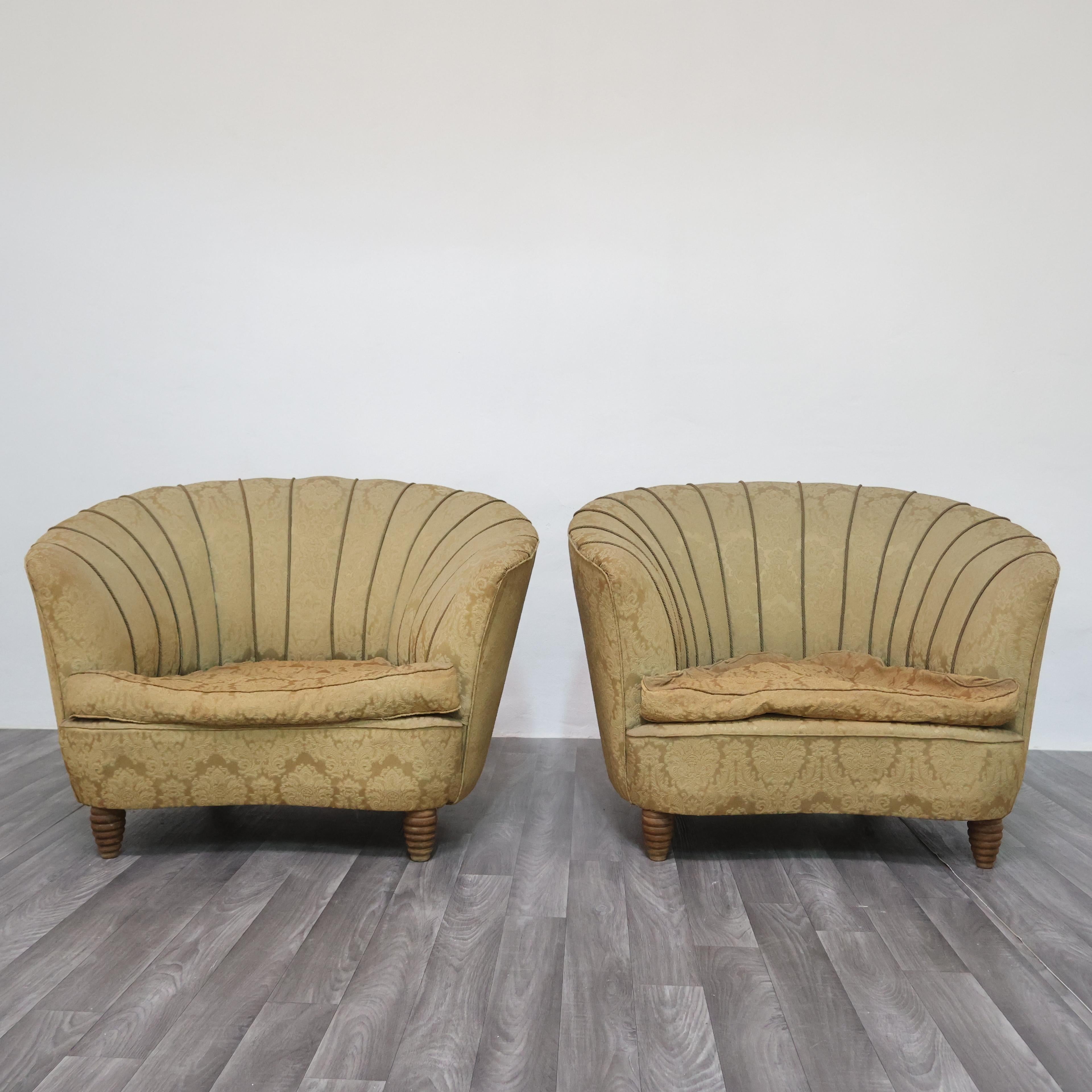 Paar Sessel Attr. Gio Ponti für Casa & Giardino, 1950er Jahre  Mitte des Jahrhunderts im Zustand „Relativ gut“ im Angebot in Taranto, IT