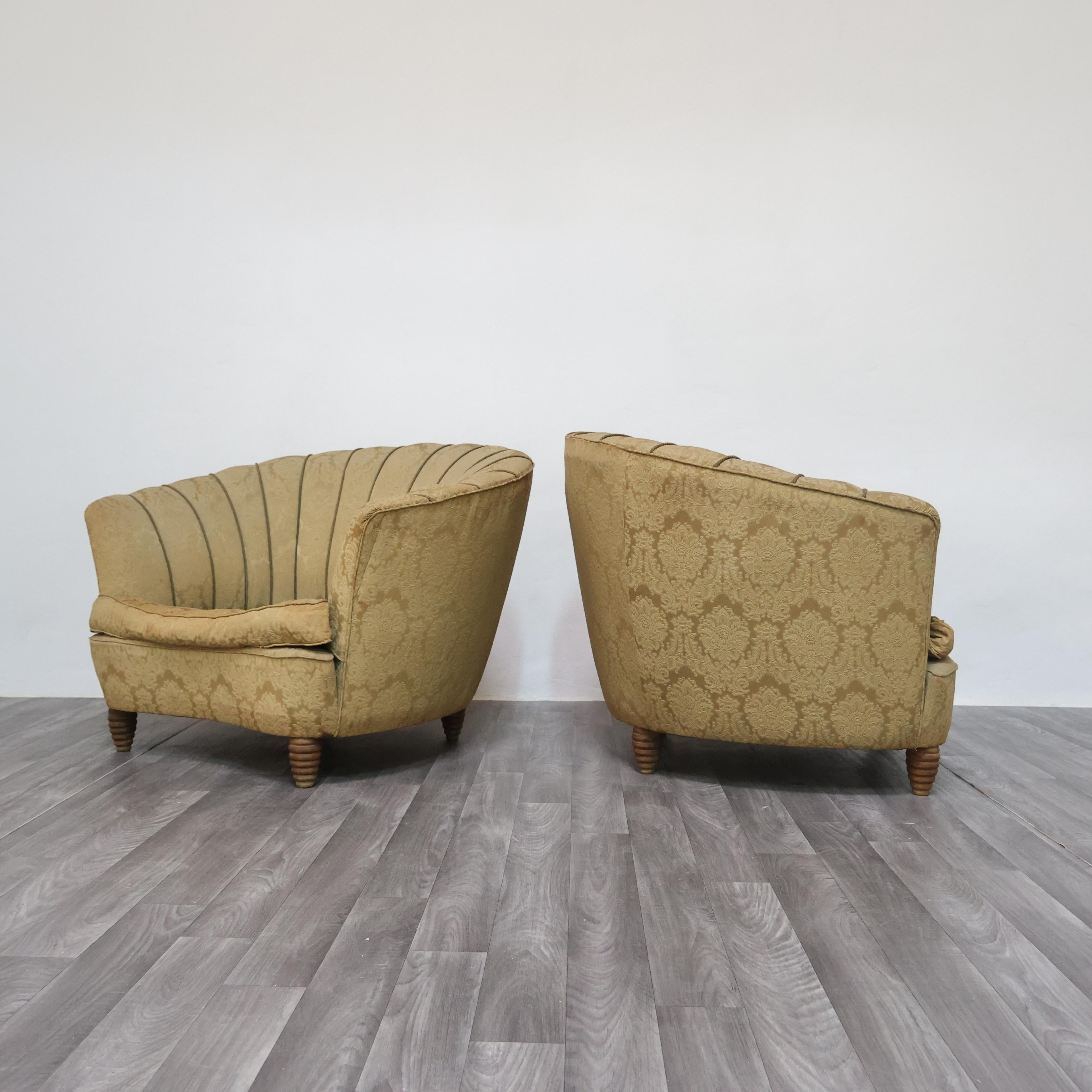 Paar Sessel Attr. Gio Ponti für Casa & Giardino, 1950er Jahre  Mitte des Jahrhunderts (Stoff) im Angebot