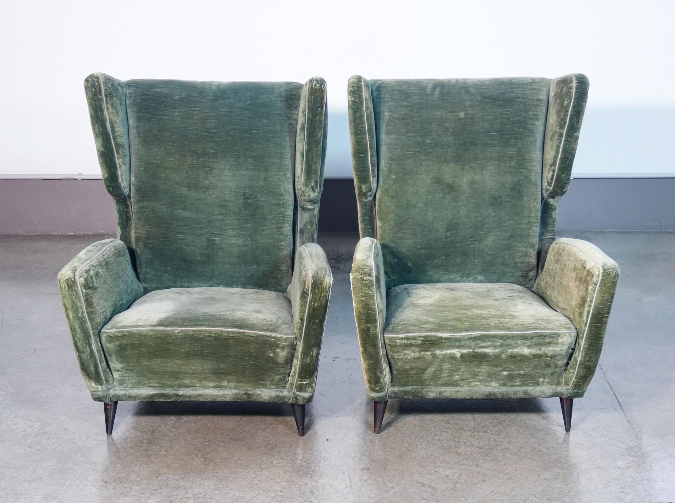Pair of armchairs attributed to the hand of Giulio MINOLETTI & Giò PONTI. 1950s 3