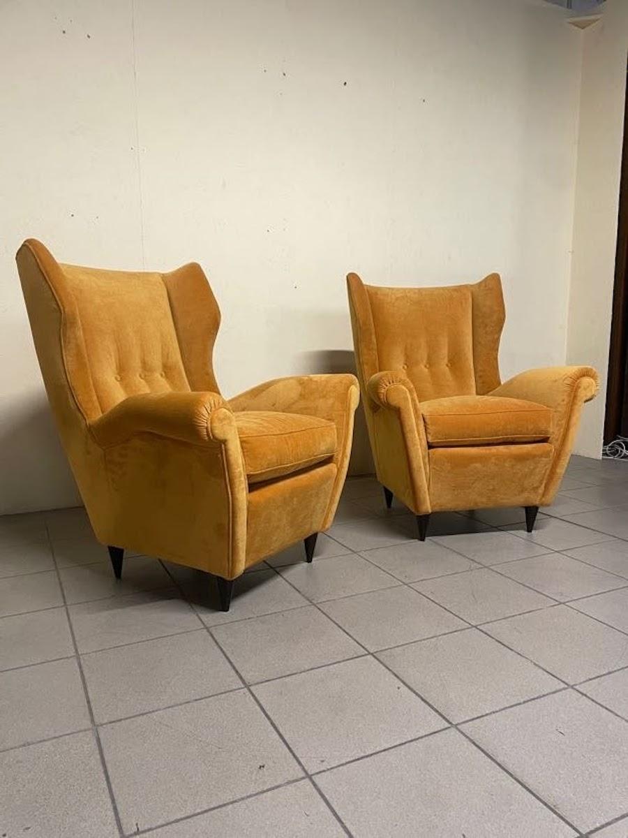 Pair of 1940s bergère armchairs, Italian manufacture In Excellent Condition For Sale In SAN PIETRO MOSEZZO, NO