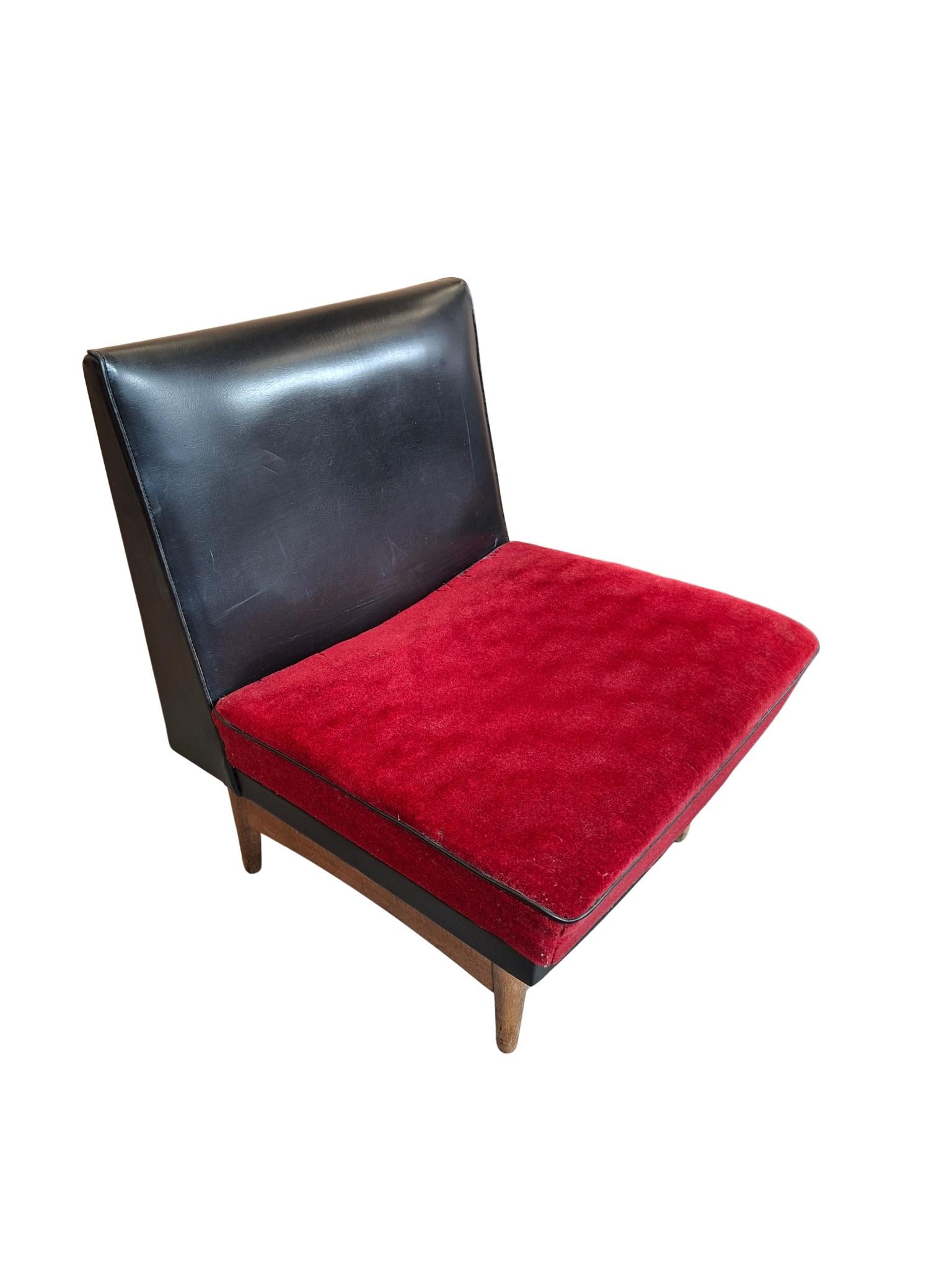 Modern Pair of Vintage 50s Two-Tone Armchairs For Sale