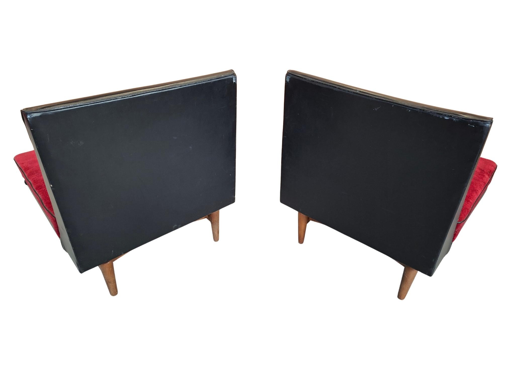 Pair of Vintage 50s Two-Tone Armchairs In Good Condition For Sale In Manzano, IT