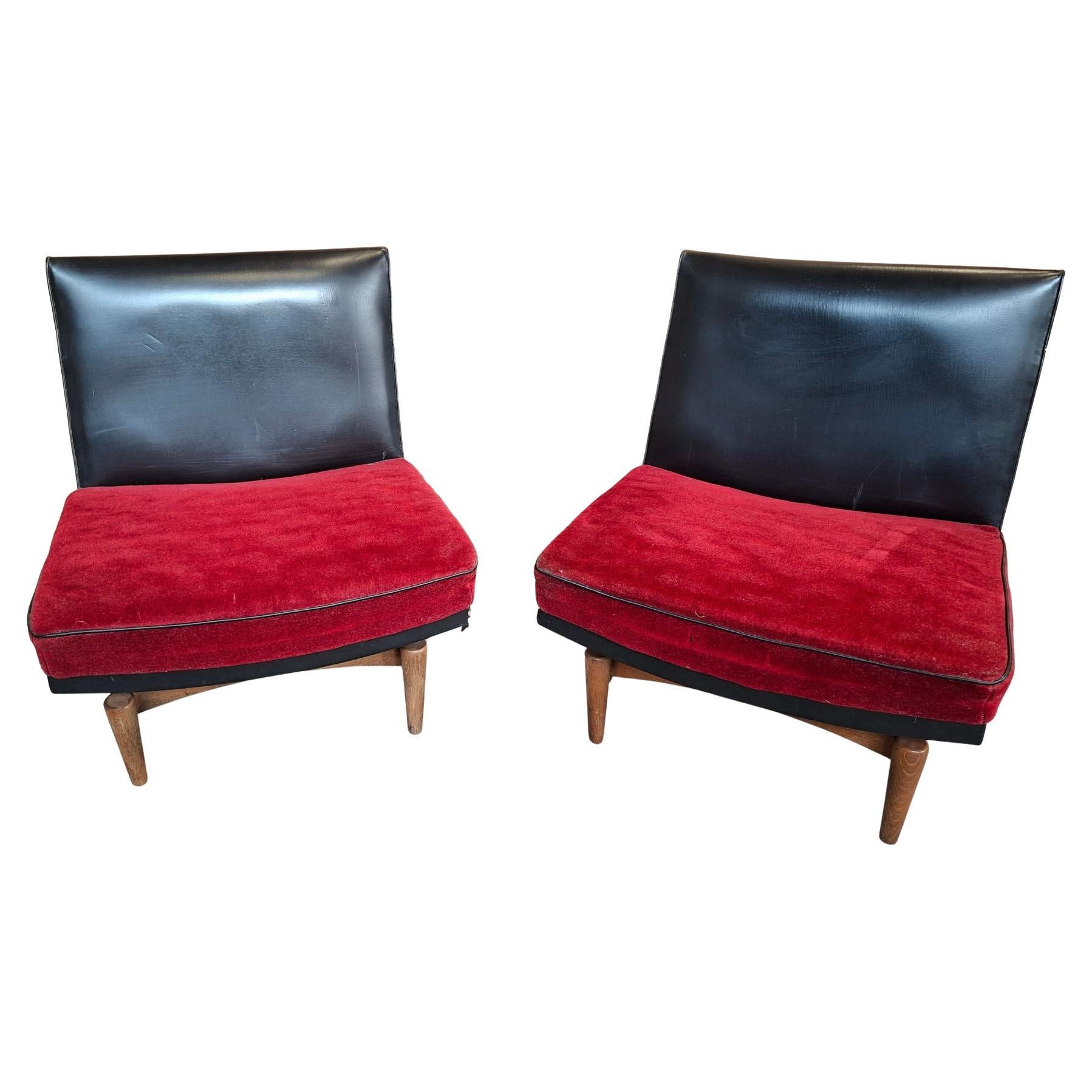 Pair of Vintage 50s Two-Tone Armchairs For Sale