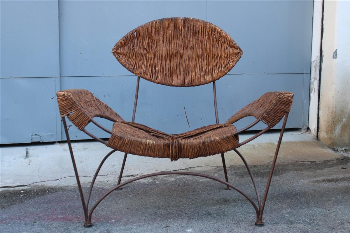 Coppia di Poltrone Cappellini Tom Dixon Banana Metallo e paglia Italia 1980 en venta 5