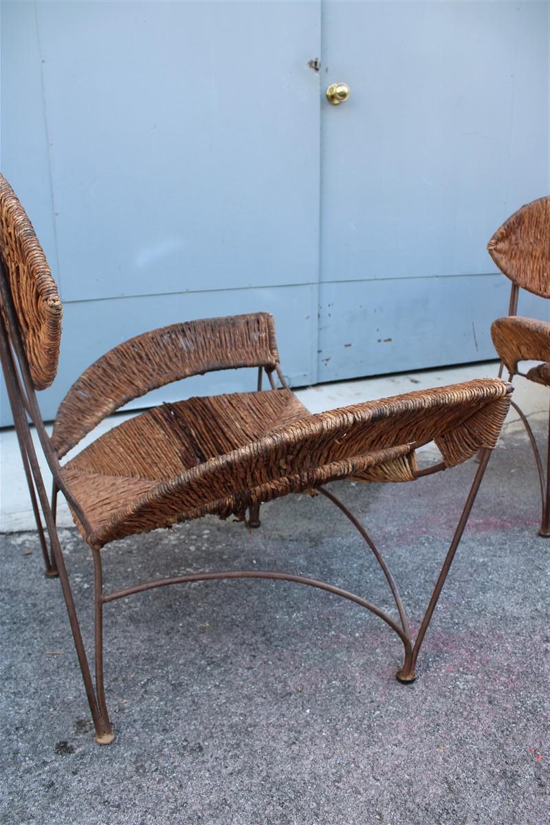 Coppia di Poltrone Cappellini Tom Dixon Banana Metallo e paglia Italia 1980 en venta 11