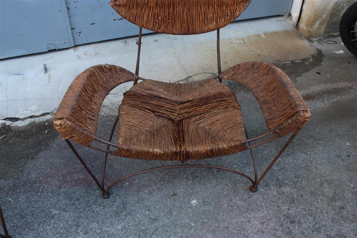 Coppia di Poltrone Cappellini Tom Dixon Banana Metallo e paglia Italia 1980 en Bueno estado para la venta en Palermo, Sicily
