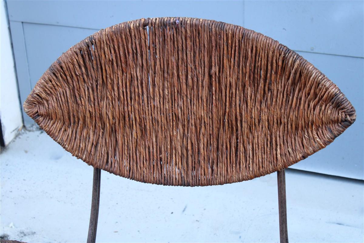 Coppia di Poltrone Cappellini Tom Dixon Banana Metallo e paglia Italia 1980 Paja en venta