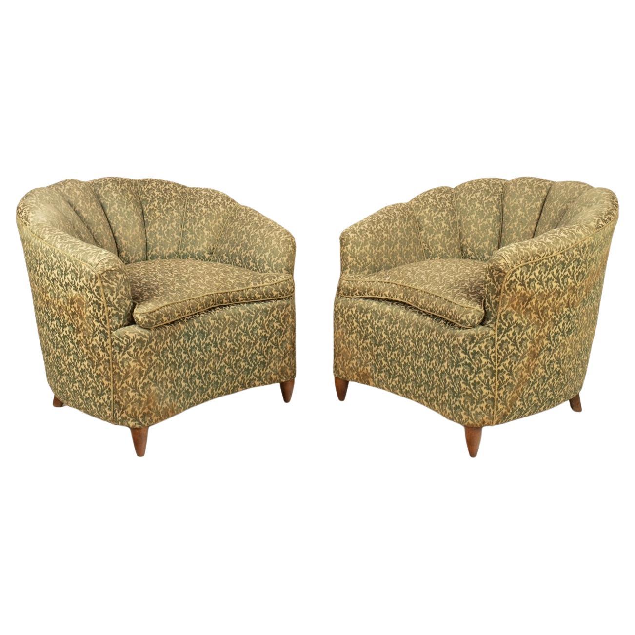 Pair of Giò Ponti Style Shell Armchairs for Home & Garden